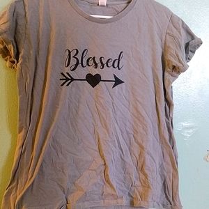 Blessed Gray And Black T-Shirt Womens